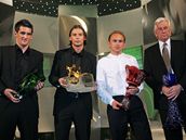 Fotbalista roku 2007: (zleva) Martin Fenin, Marek Jankulovski, Pavel Verb�� a Karel Br�ckner.