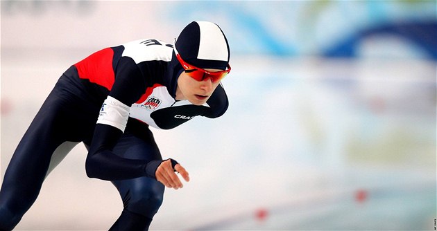Rychlobruslařka Martina Sáblíková na trati olympijského závodu na 5000 metrů Rychlobruslařka Martina Sáblíková na trati olympijského závodu na 5000 metrů