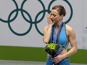 Joannie Rochetteová po olympijském závodě ve kterém získala bronz Joannie Rochetteová po olympijském závodě ve kterém získala bronz