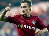 Sparta - Liepaja; domácí Zeman se raduje z gólu. Sparta - Liepaja; domácí Zeman se raduje z gólu.