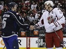 Kapit�n� t�m� Nicklas Lidstr�m (vlevo) a Eric Staal se zdrav�.