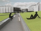 Gahurův prospekt. Místo stávajících chodníčků, které nejsou ze spodní části vidět, vzniknou cestičky zasazené v terénu. Gahurův prospekt. Místo stávajících chodníčků, které nejsou ze spodní části vidět, vzniknou cestičky zasazené v terénu.