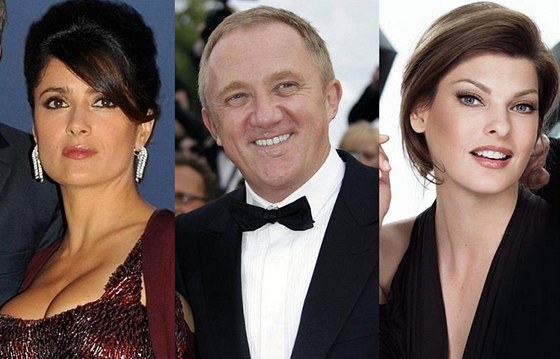 Salma Hayekov�, jej� man�el Francois-Henri Pinault a Linda Evangelista