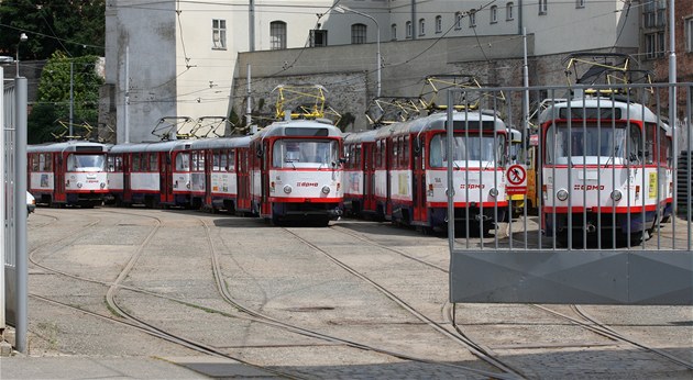 Tramvaje olomouck�ho Dopravn�ho podniku (na sn�mku) by v roce 2014 mohly dojet po nov� trati a� k s�dli�ti Nov� Sady.