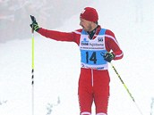 Martin Koukal přijíždí do cíle Jizerské padesátky Martin Koukal přijíždí do cíle Jizerské padesátky