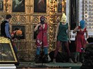 Členky ruské skupiny Pussy Riot při vystoupení v moskevském chrámu Členky ruské skupiny Pussy Riot při vystoupení v moskevském chrámu