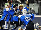 Hokejist� Plzn� slav� g�l ve �tvrtfin�lov�m z�pase play off hokejov� extraligy