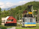 Expozice u stanice v Payerbachu, kde se z�rove� ty�� nejdel�� viadukt.
