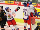 Radost �esk�ch hokejist� z prvn�ho g�lu.