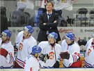 �e�t� hokejist� se raduj� z prvn�ho g�lu v p��pravn�m utk�n� proti Slovensku