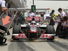 RYCHL� ZAST�VKA. Jenson Button p�i tr�ninku Velk� ceny ��ny F1.