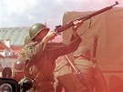 Rekonstrukce boj� o chebskou radnici p�i oslav�ch 60. v�ro�� osvobozen� Chebu. 