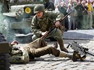 Rekonstrukce boj� o chebskou radnici p�i oslav�ch 60. v�ro�� osvobozen� Chebu. 