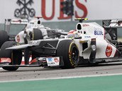 Sergio Perez při Velké ceně Číny. Sergio Perez při Velké ceně Číny.