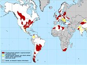Rozložení potenciálně plynonosných břidlic po světě podle americké Energy Rozložení potenciálně plynonosných břidlic po světě podle americké Energy