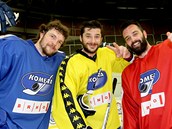 Čtvrteční trénink brněnských hokejistů v Kajot Areně. Na snímku zleva Tomáš