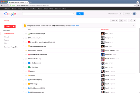 Google Drive - sd�len� soubory