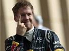 PRVN�. Sebastian Vettel se raduje z v�t�zstv� v kvalifikaci na Velkou cenu