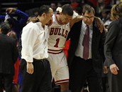 Zran�ná chicagská opora Derrick Rose opou�tí palubovku, sezon� pro n�j
