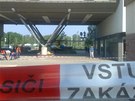 Část nosné konstrukce evakuovaného domu v pražských Holešovicích. Část nosné konstrukce evakuovaného domu v pražských Holešovicích.