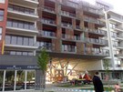 Část nosné konstrukce evakuovaného domu v pražských Holešovicích. Část nosné konstrukce evakuovaného domu v pražských Holešovicích.