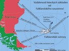 Schema vzd�lenosti leteck�ch z�kladen o Falklandsk�ch ostrov�