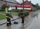 De��ov� voda a bahno z pol� zaplavily Sov�tice na Kr�lov�hradecku. (3. kv�tna