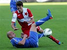 MLADÍK VERSUS MAZÁK. Slávistický mladík Daniel Veselý padá na ostravského MLADÍK VERSUS MAZÁK. Slávistický mladík Daniel Veselý padá na ostravského