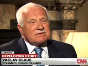 Prezident Václav Klaus při rozhovoru pro CNN