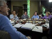 Summit G8 v Camp Davidu. Zleva italsk� premi�r Mario Monti, prezident  USA