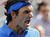 Roger Federer se raduje z v�t�zstv� nad Tom�em Berdychem ve fin�le turnaje v