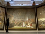 Slovanská epopej ve Veletržním paláci, na snímku triptych Kouzlo slova Slovanská epopej ve Veletržním paláci, na snímku triptych Kouzlo slova