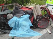 Seat Cordoba po tragick� nehod� na I/16 u Plhova na Ji��nsku
