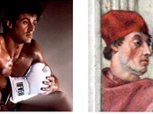 Sylvester Stallone (vlevo) a duchovní na fresce Rafaela ve Vatikánu