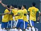 Brazil�t� fotbalist� se raduj� z g�lu do br�ny D�nska.