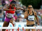 Tiffany Porterová a Lolo Jonesová při běhu na 100 metrů překážek na mítinku Tiffany Porterová a Lolo Jonesová při běhu na 100 metrů překážek na mítinku