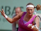 Petra Kvitov� v duelu 2. kola Roland Garros s Polkou  Urszulou Radwa�skou.