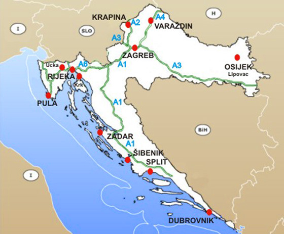 Dálniční síť v Chorvatsku Dálniční síť v Chorvatsku