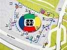 Fanou�k�m pomohou s orientac� mapy stadionu a okol�.