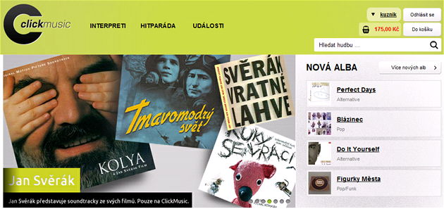 Úvodní stránka hudebního tržiště ClickMusic Úvodní stránka hudebního tržiště ClickMusic