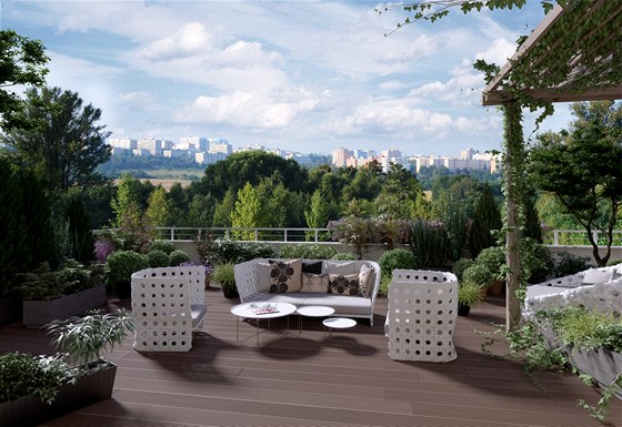 Terasy v�m poskytnou jedine�n� v�hled na Prahu.