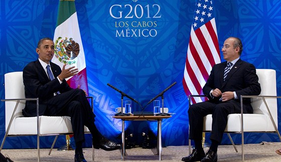 Bilater�ln� jedn�n� na summitu G-20 v Los Cabos: americk� prezident Barack