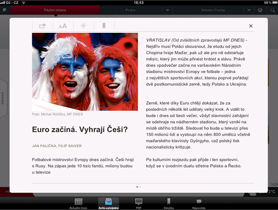 Aplikace MF DNES pro iPady a iPhony. Brzy se j� do�kaj� i majitel� mobil� se