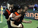 G��L. Nizozemec Rafael van der Vaart se raduje z g�lu v s�ti Portugalska.