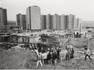 Exkurze architekt� a projektant� na rozestav�n� s�dli�t� Lu�iny, 1983. 