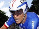 FRANCOUZSK� NAD�JE. Sylvain Chavanel na trati �vodn� �asovky Tour de France.