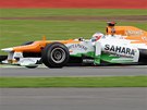 NA DOM�C� TRATI. Britsk� pilot Paul Di Resta bojuje p�i tr�ninku s okruhem