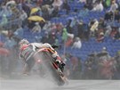VST��C DIV�K�M. �pan�lsk� jezdec Dani Pedrosa na hond� bojuje v kvalifikaci na