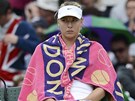 NEJDE TO. Maria �arapovov� sed� na �idli o pauze mezi jednotliv�mi gemy