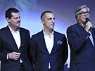 MFF KV 2012 - Finančník Karel Komárek, kyperský vítěz dražby, Jiří Bartoška a MFF KV 2012 - Finančník Karel Komárek, kyperský vítěz dražby, Jiří Bartoška a